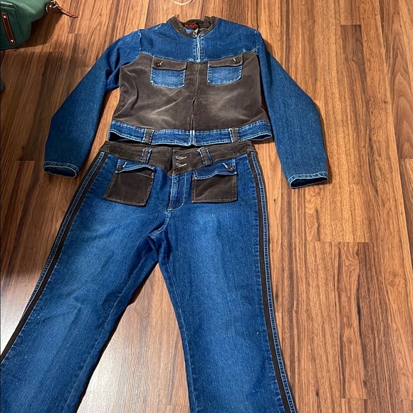 East of LA Denim and Brown Two-Piece Set size 13/14 - Picture 1 of 11